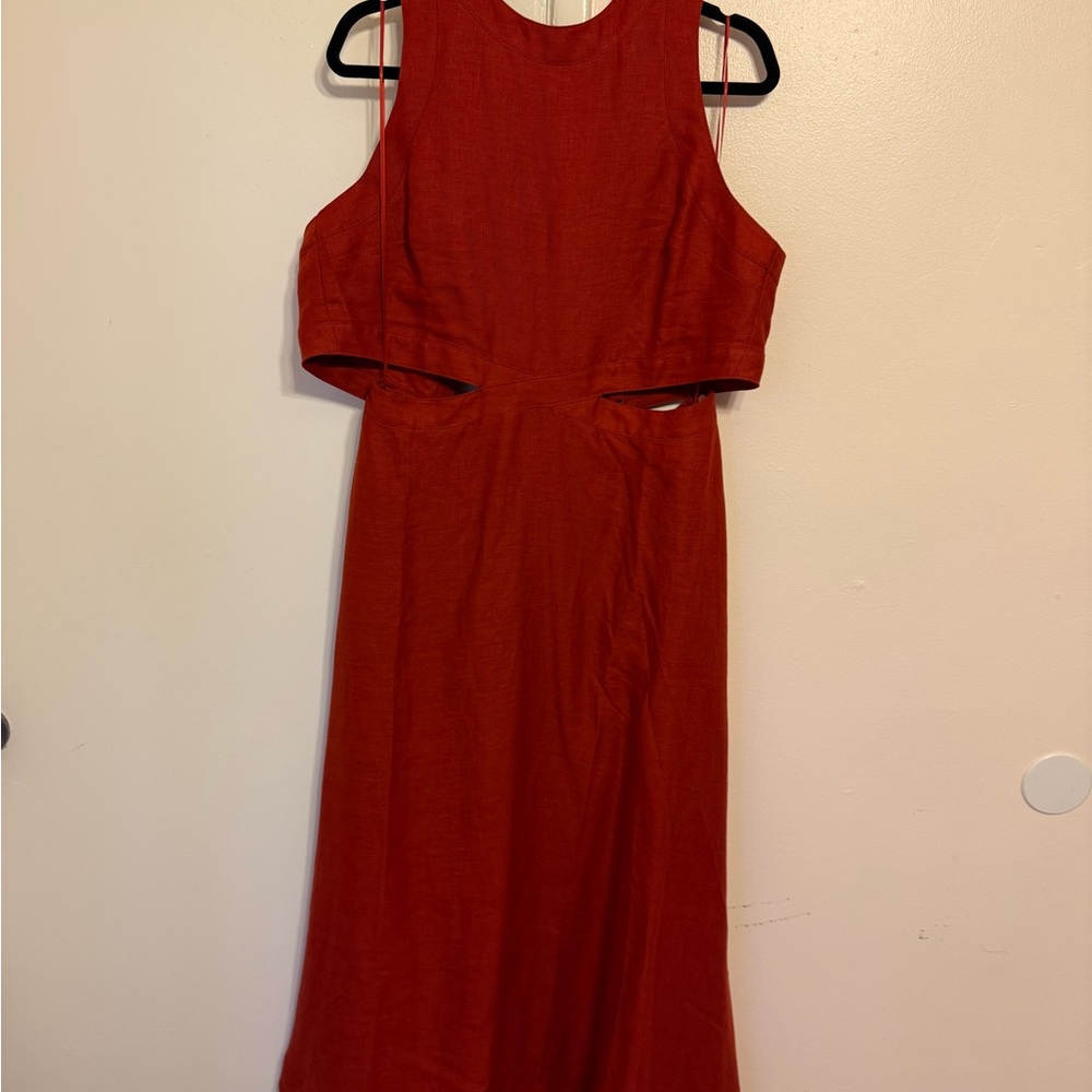 Sleeveless Red Linen Dress